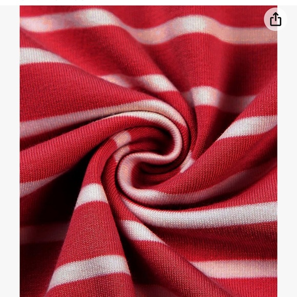 LilyCoco Women's Mock Neck Tops Red White Striped Long Sleeve Shirt, L - Picture 5 of 9